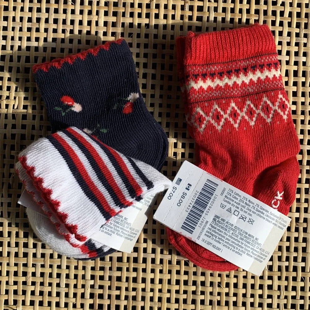 Janie and Jack Baby Girl Bundle 3 Pair of Socks